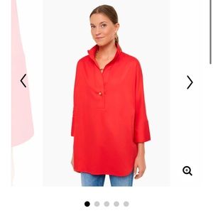Tuckernuck Poppy Red Willow Blouse Tunic Red NWT Small Poplin High Low Hem Gold